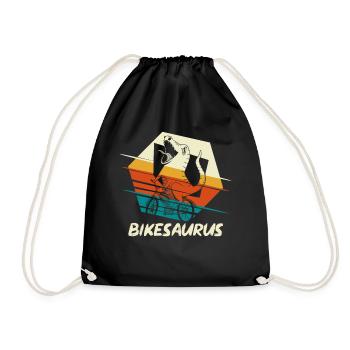 Bikesaurus T-Rex dinosaur cyclist - Drawstring Bag - black - Front