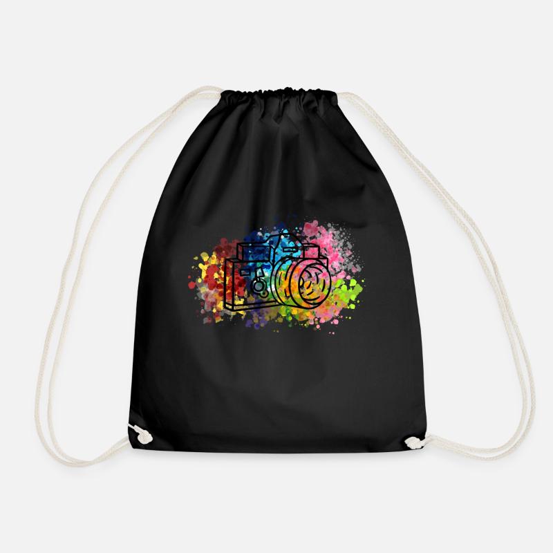 Bunte Kamera - Farbexplosion Fotograf Geschenk - Turnbeutel - Schwarz