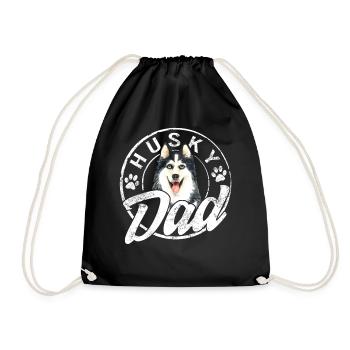Husky Dad Shirt Siberian Husky Dad Huskie Lover - Drawstring Bag - black - Front