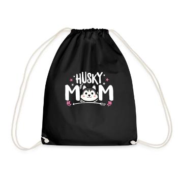 Husky Mom Shirt Siberian Husky Mom Cute Huskie - Drawstring Bag - black - Front