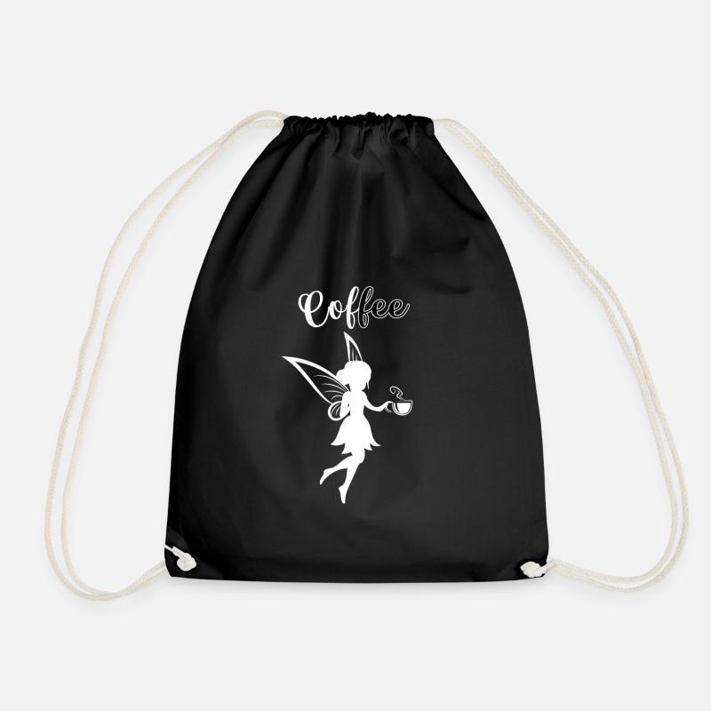Kaffeefee Silhouette Coffee Kaffee Fee Getränk - Turnbeutel - Schwarz