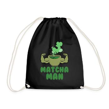Matcha Man Funny Gift Feuilles de thé vert - Sac de sport léger - noir - Devant