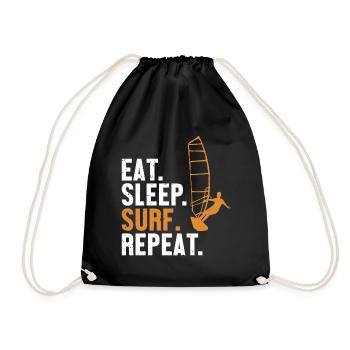 Eat Sleep Surf Repeat Water Sports Sailboarding - Drawstring Bag - black - Front