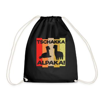 Alpaca Lama Alpacas Tschakka Funny Gift - Drawstring Bag - black - Front