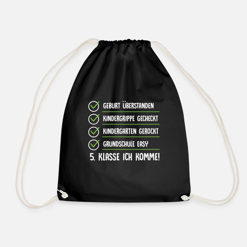 5. Klasse Schule Grundschule Schüler Geschenk Idee - Turnbeutel - Schwarz