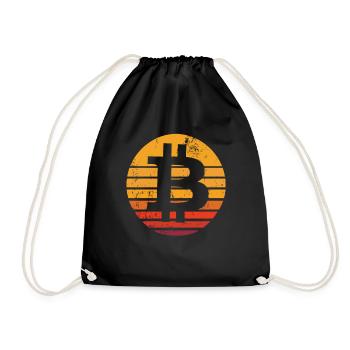 Retro Bitcoin Button - Kryptowährung Bitcoins - Turnbeutel - Schwarz - Vorne