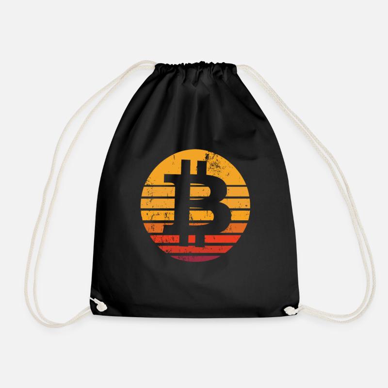 Retro Bitcoin Button - Kryptowährung Bitcoins - Turnbeutel - Schwarz