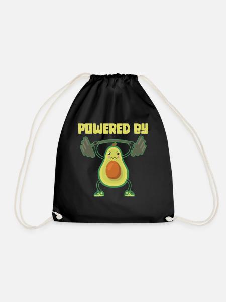 Powered By Avocado - Gym Training Workout Vegan - Turnbeutel - Schwarz