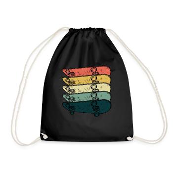 Skateboarder Skateboard Retro Skater Vintage Hobby - Drawstring Bag - black - Front