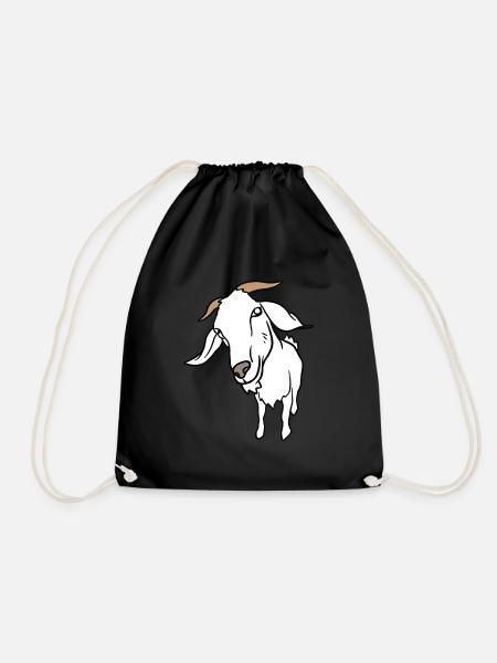 Goat billy goat goat barn farmer farmer goats - Drawstring Bag - black