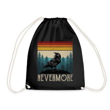 Nevermore Edgar Allan Poe Nimmermehr Rabe Geschenk - Turnbeutel - Schwarz - Vorne