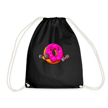 Lustiger Fitness Donut Workout Gewichtheber - Turnbeutel - Schwarz - Vorne