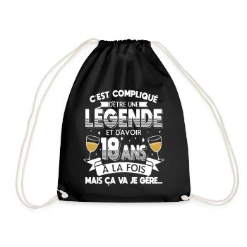 Anniversaire 18 ans Cadeau Anniv Humour Fille - Sac de sport léger - noir - Devant