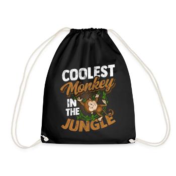 Affe Gorilla Primat Monkey Primat Tier Lackaffe - Turnbeutel - Schwarz - Vorne