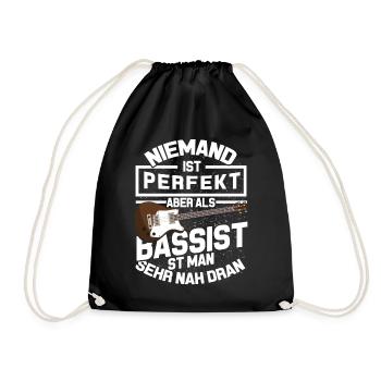 Bassist Gitarrist Basser Kontrabass Geschenk Bass - Turnbeutel - Schwarz - Vorne
