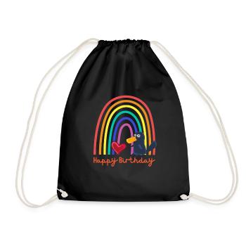 Happy birthday! Baby Platypus, Rainbow Heart - Drawstring Bag - black - Front