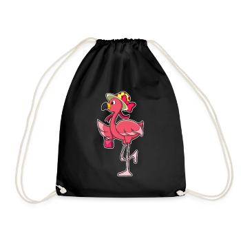 Flamingo Handtasche  - Turnbeutel - Schwarz - Vorne