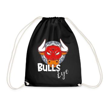 Bullseye, lustiges Dartspielergeschenk mit Bulle - Turnbeutel - Schwarz - Vorne
