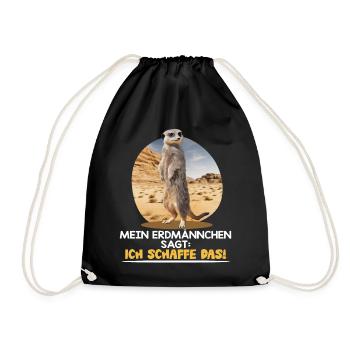 MEIN ERDMÄNNCHEN SAGT: ICH SCHAFFE DAS! - Turnbeutel - Schwarz - Vorne