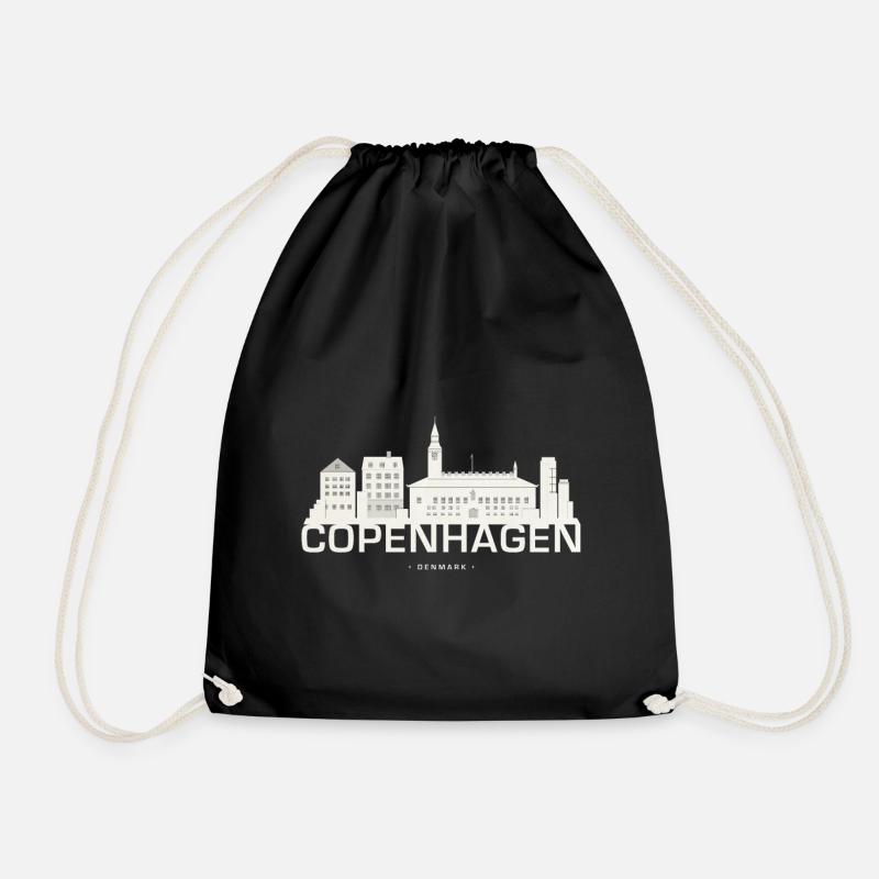 Copenhagen Copenhagen skyline - Drawstring Bag - black