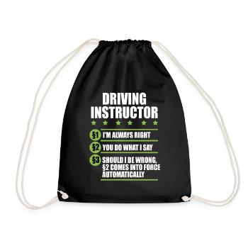 Driving instructor driving school car driving license traffic - Drawstring Bag - black - Front