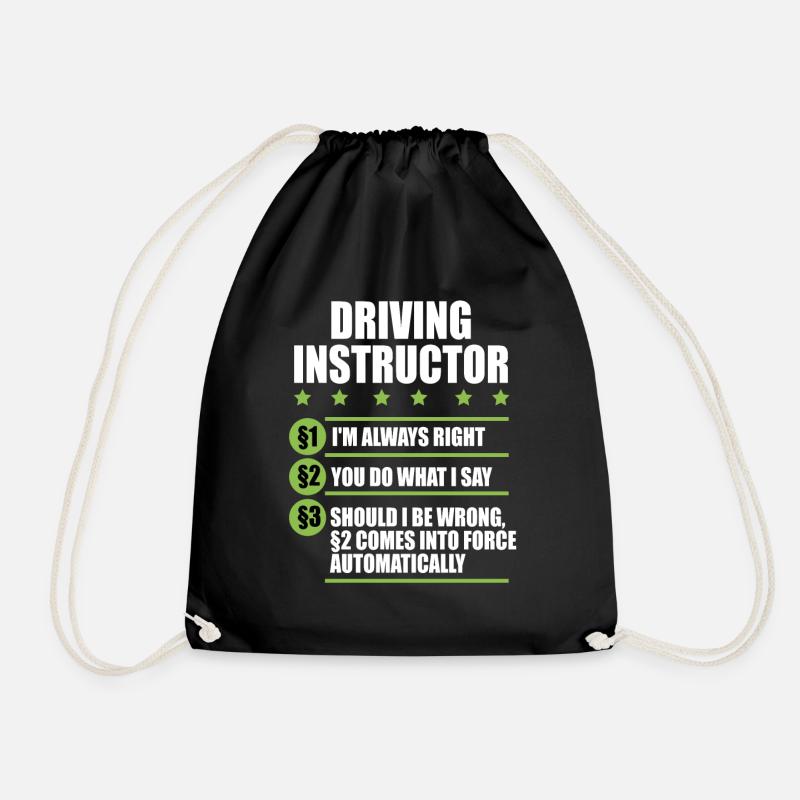 Driving instructor driving school car driving license traffic - Drawstring Bag - black