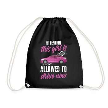 Driving instructor driving school car driving license traffic - Drawstring Bag - black - Front