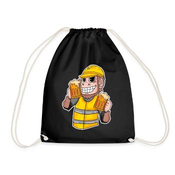 Cadeau drôle de bière de singe de chantier de construction - Sac de sport léger - noir - Devant