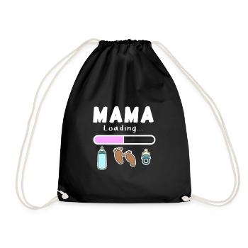 expectant mother - mom is loading - Drawstring Bag - black - Front