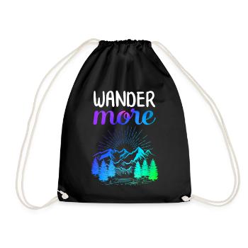 Wander More Shirt Adventure Travel Tee Camping - Drawstring Bag - black - Front