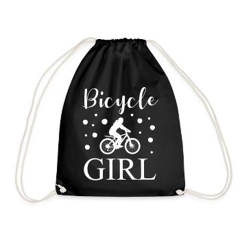 Radfahrerin Rad Fahren Damen Mädchen Geschenk - Turnbeutel - Schwarz - Vorne