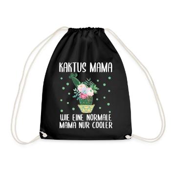 Kaktus Mama Spruch Sukkulent Mutter Geschenk - Turnbeutel - Schwarz - Vorne