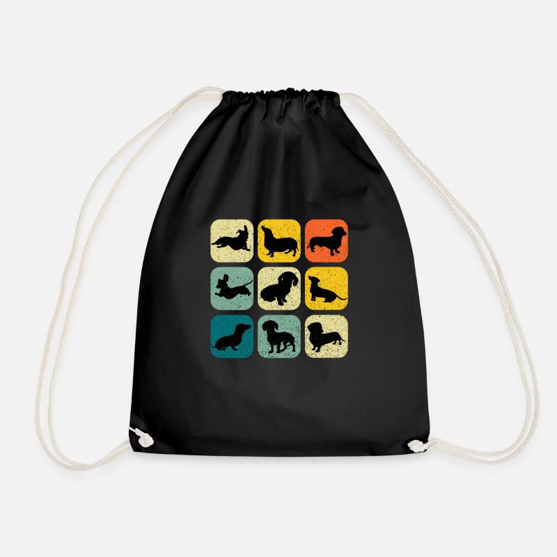 Dackel Dachshund Retro Edition 9 - Turnbeutel - Schwarz