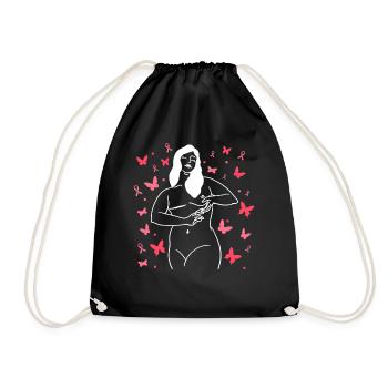 Breast Cancer Breast Cancer Fighter Pink - Drawstring Bag - black - Front