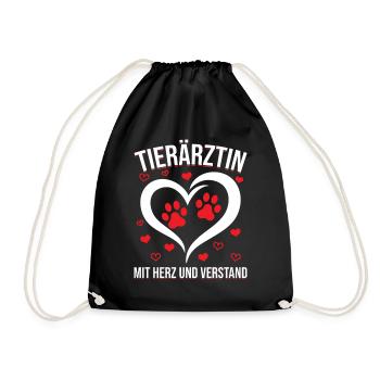 Tierärztin Geschenk - Turnbeutel - Schwarz - Vorne