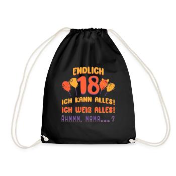 18. Geburtstag Geschenk - lustiger Spruch Achtzehn - Turnbeutel - Schwarz - Vorne