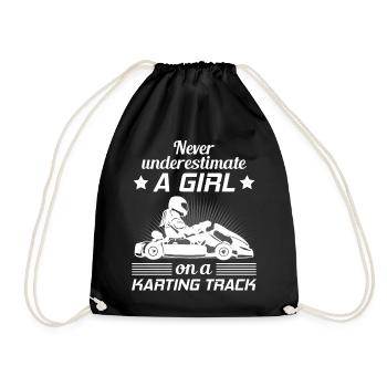 Kart Gokart Kartsport Kartfahrerin Damen Geschenk - Turnbeutel - Schwarz - Vorne