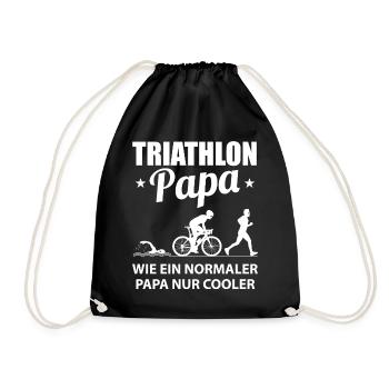 Triathlon Papa Vater Ausdauersport Geschenk - Turnbeutel - Schwarz - Vorne