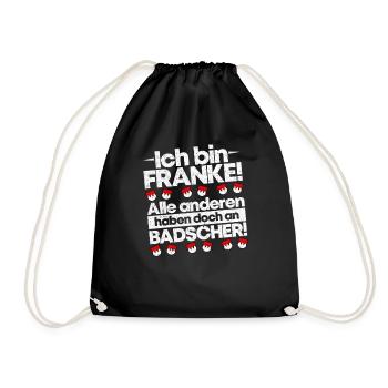 Franken Fränkin Frankenland Badscher Geschenkidee - Turnbeutel - Schwarz - Vorne