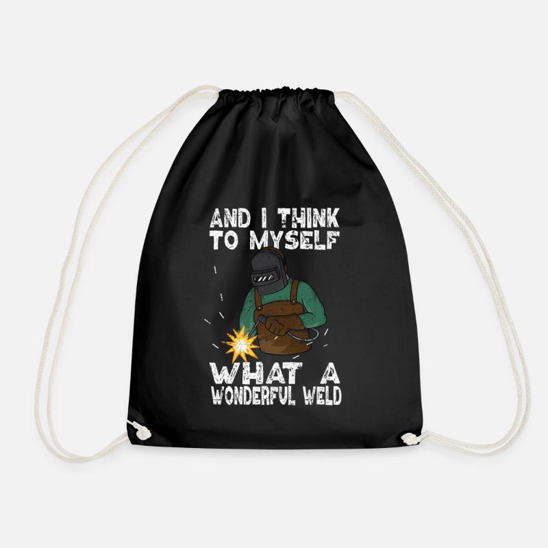 Wonderful Weld Welder ton weld Welding - Drawstring Bag - black