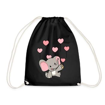Cœurs Ballons Faune Éléphant Bébé Naissance - Sac de sport léger - noir - Devant
