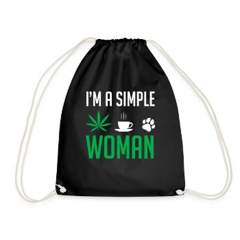 Cannabis women coffee dogs - Drawstring Bag - black - Front