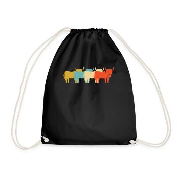 Rétro Vintage Hochland-Rinder - Sac de sport léger - noir - Devant