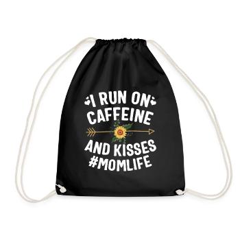 Ich laufe auf Koffein und küsse Mama Leben Shirt Mama - Turnbeutel - Schwarz - Vorne
