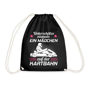 Kart Gokart Kartsport Kartfahrerin Damen Geschenk - Turnbeutel - Schwarz - Vorne