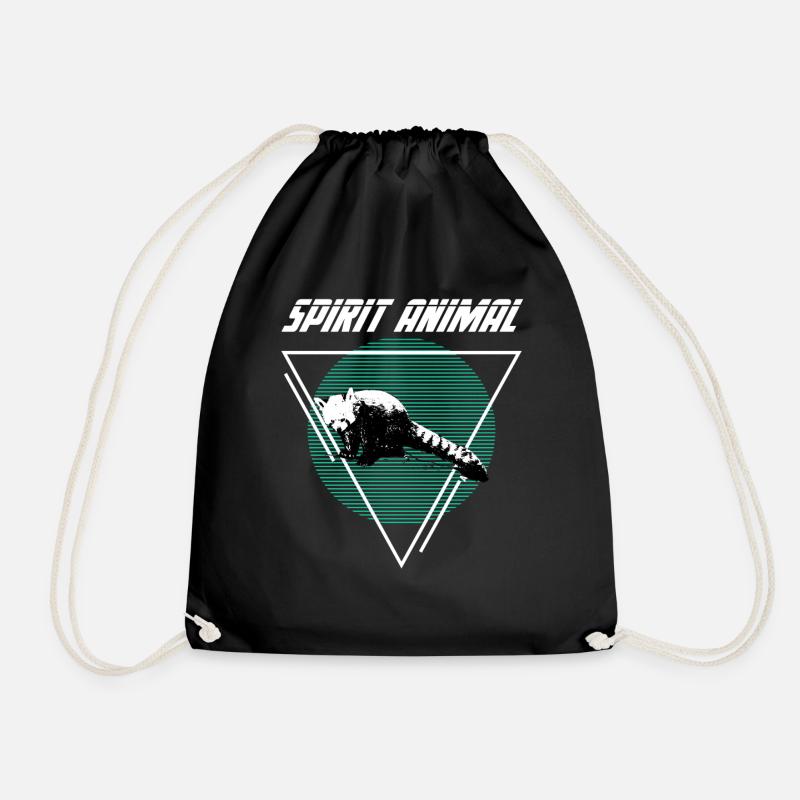 Red panda - Drawstring Bag - black
