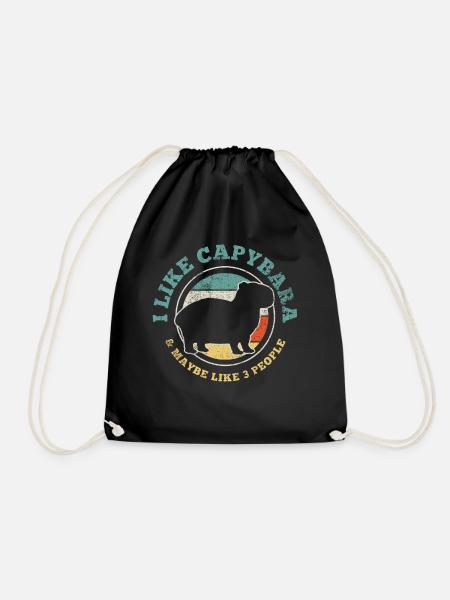 Capybara Introvertiert Retro Vintage - Turnbeutel - Schwarz