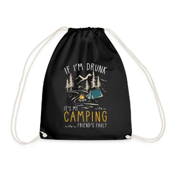 Camping Camper Spruch lustig Geschenk - Turnbeutel - Schwarz - Vorne
