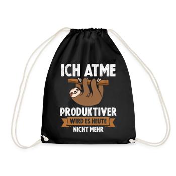 Ich Atme Faultier - Turnbeutel - Schwarz - Vorne