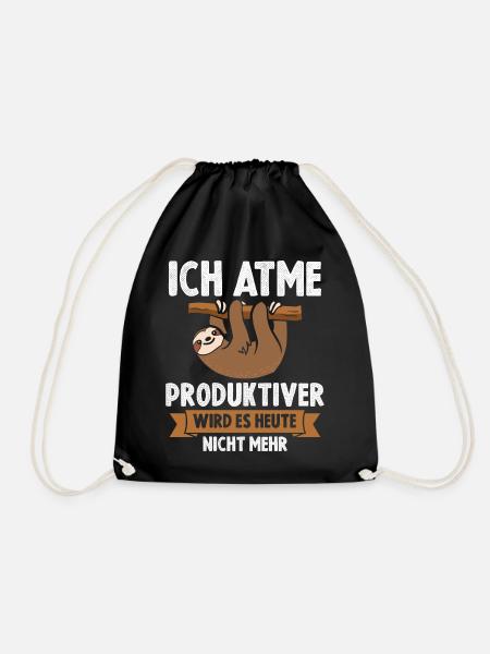 Ich Atme Faultier - Turnbeutel - Schwarz